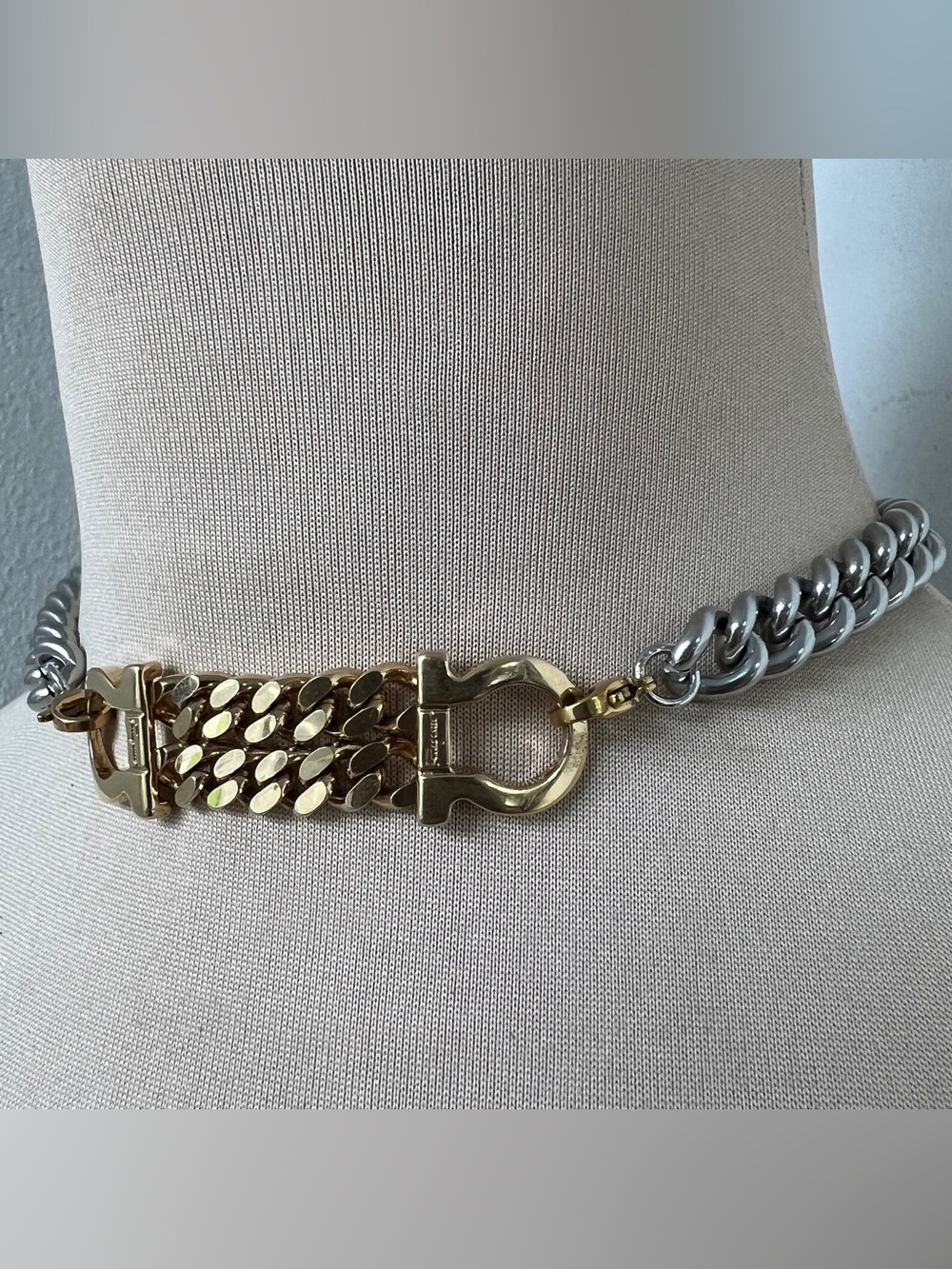 Custom Vintage Ferragamo x Junk You! Rescued Two-tone Necklace | 15” - 20”